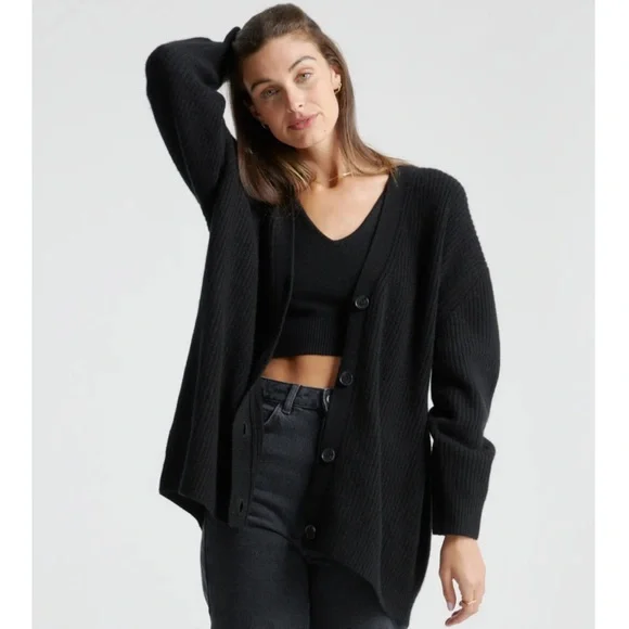 QUINCE MONGOLIAN CASHMERE OVERSIZED BOYFRIEND CARDIGAN SWEATER - Picture 1 of 8